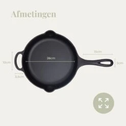 Belluci - Ø26cm - Koekenpan - Skillet + Deksel Geëmailleerde Gietijzeren Pan Voor BBQ En Inductie Incl. Accessoires - Hapjespan - Braadpan -Thuiskeuken 1200x1200 1559