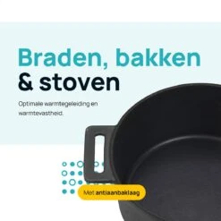 MOA Gietijzeren Braadpan - Inhoud 4,75 Liter - 26CM - Rond - Alle Warmtebronnen - Ook Voor Inductie - Gewicht 5,8 Kg - Zwart - MOAMC26B -Thuiskeuken 1200x1200 1562