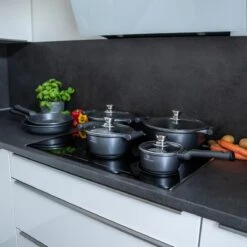 Herenthal Pannenset Inductie - Luxe 10-Delige Pannenset - Kookpotten Voor Alle Warmtebronnen - Kookpan - Pan Inductie Met Glazen Deksels En Koudgrepen - Grijs -Thuiskeuken 1200x1200 157