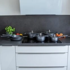 Herenthal Pannenset Inductie - Luxe 10-Delige Pannenset - Kookpotten Voor Alle Warmtebronnen - Kookpan - Pan Inductie Met Glazen Deksels En Koudgrepen - Grijs -Thuiskeuken 1200x1200 158
