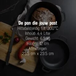 Daumonet Ducasse Gietijzeren Double Use Braadpan - Combi Sudderpan Zwart - 2-in-1 Bak- En Braadpan - PFAS & PFOA Vrij - Rond - Ø 26 Cm - 4,4 Liter - Emaille - Alle Warmtebronnen - Elektrisch - Gas - Halogeen - Inductie - Keramisch -Thuiskeuken 1200x1200 1614