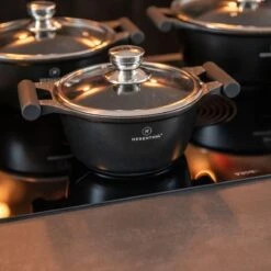 Herenthal Inductie Pannenset - Luxe 10-delige Koekenpanset - Voor Alle Warmtebronnen - Met Glazen Deksels En Koudgrepen - Zwart -Thuiskeuken 1200x1200 204