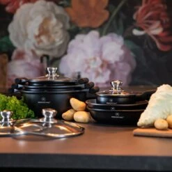 Herenthal Inductie Pannenset - Luxe 10-delige Koekenpanset - Voor Alle Warmtebronnen - Met Glazen Deksels En Koudgrepen - Zwart -Thuiskeuken 1200x1200 206