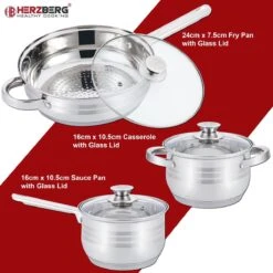 Herzberg Pannenset – 12-Delig – Voor Inductie En Gas – Vaatwasser Bestendig – RVS Met Glazen Deksels 9 Herzberg Pannenset – 12-Delig – Voor Inductie En Gas – Vaatwasser Bestendig – RVS Met Glazen Deksels -Thuiskeuken 1200x1200