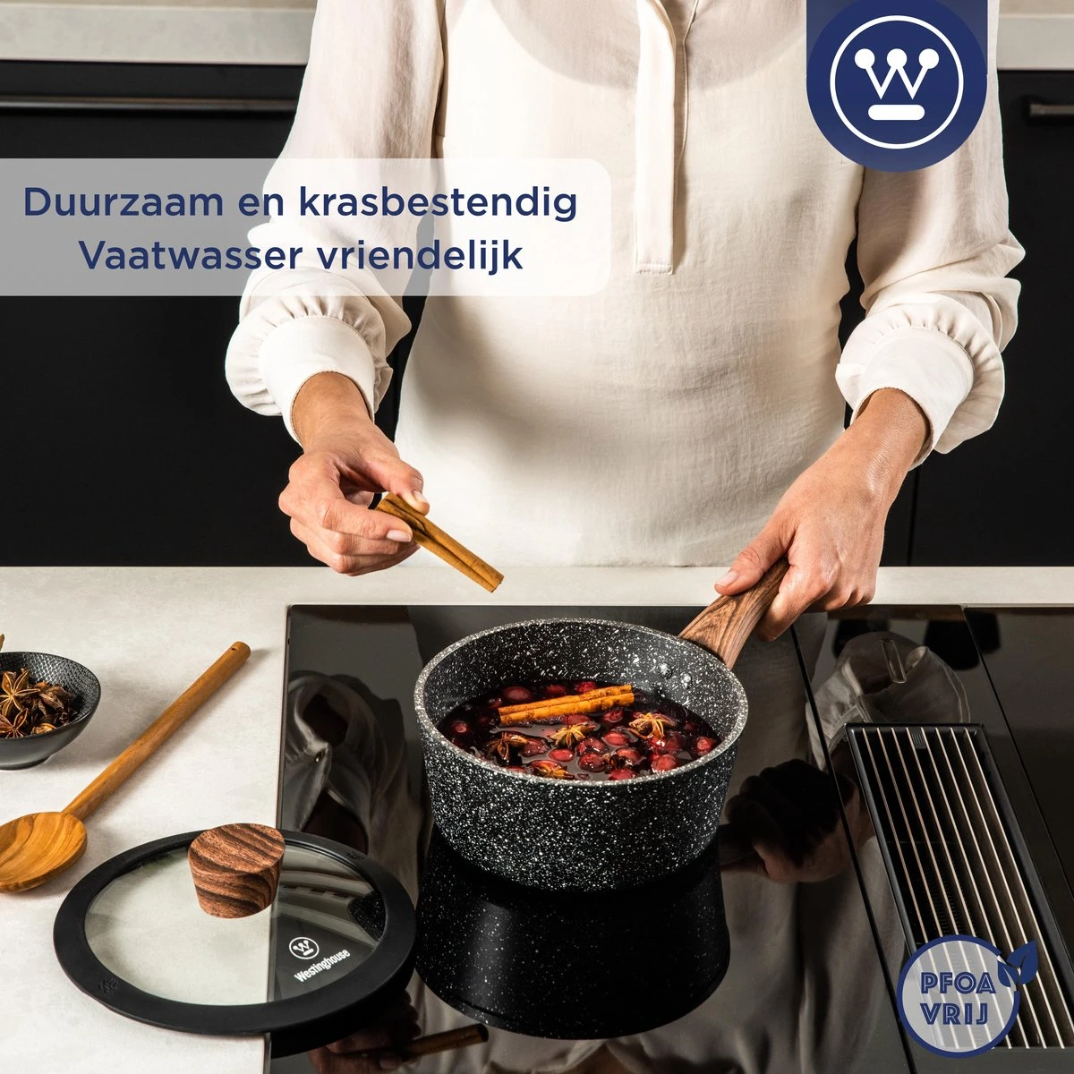Westinghouse Steelpan Inductie - Ø 20 Cm - Zwart Marmer - Speciale Editie 7 Westinghouse Steelpan Inductie - Ø 20 Cm - Zwart Marmer - Speciale Editie - Afbeelding 5