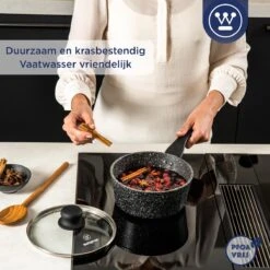 Westinghouse Steelpan Inductie - Ø 18 Cm - Zwart Marmer - Met Deksel - Sauspan -Thuiskeuken 1200x1200 262