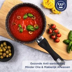 Westinghouse Steelpan Inductie - Ø 18 Cm - Zwart Marmer - Met Deksel - Sauspan -Thuiskeuken 1200x1200 263