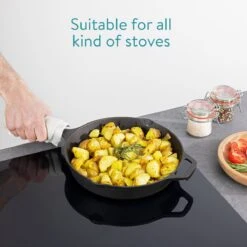 Navaris Gietijzeren Koekenpan - Braadpan Van Gietijzer - Ronde Skillet - Geschikt Voor Alle Warmtebronnen - Ø 30 Cm - Ovenbestendig Tot 260 Graden -Thuiskeuken 1200x1200 271