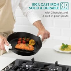 Navaris Gietijzeren Koekenpan - Braadpan Van Gietijzer - Ronde Skillet - Geschikt Voor Alle Warmtebronnen - Ø 30 Cm - Ovenbestendig Tot 260 Graden -Thuiskeuken 1200x1200 275