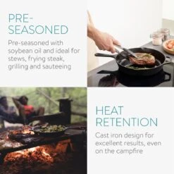 Navaris Gietijzeren Koekenpan - Braadpan Van Gietijzer - Ronde Skillet - Geschikt Voor Alle Warmtebronnen - Ø 30 Cm - Ovenbestendig Tot 260 Graden -Thuiskeuken 1200x1200 280