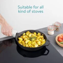 Navaris Gietijzeren Koekenpan - Braadpan Van Gietijzer - Ronde Skillet - Geschikt Voor Alle Warmtebronnen - Ø 25 Cm - Ovenbestendig Tot 260?graden -Thuiskeuken 1200x1200 434