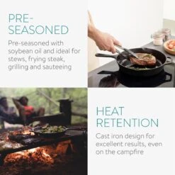 Navaris Gietijzeren Koekenpan - Braadpan Van Gietijzer - Ronde Skillet - Geschikt Voor Alle Warmtebronnen - Ø 25 Cm - Ovenbestendig Tot 260?graden -Thuiskeuken 1200x1200 435