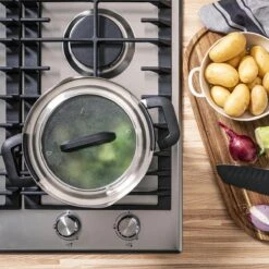 BK Flow Cool Black Glas Kookpannenset - 4-delig - Zwart - Glazen Deksel - Veilig Afgietsysteem - Inductie -Thuiskeuken 1200x1200 48