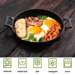 Spesely® Gietijzeren Pan Met Handvaten - Koekenpan - Hapjespan - Diameter 20cm - Gietijzeren Pan Bbq -Thuiskeuken 1200x1200 511