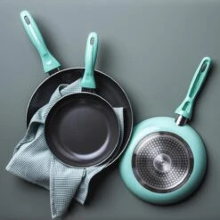 VitaVerde Expert Koekenpannenset Ø 20cm + Ø 24cm + Ø 28cm - Turquoise - Inductie - PFAS-vrij -Thuiskeuken 1200x1200 792