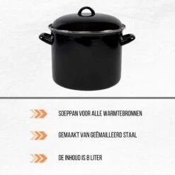 Orange85 Soeppan - Stamppot Pan - Inductie - Zwart - 8 Liter - Staal - Alle Warmtebronnen -Thuiskeuken 1200x1200 841