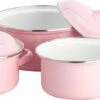 Lite-Body Pannenset - 3-delig - 2 Kookpannen & 1 Steelpan - Emaille - Serafijn Roze 2 Lite-Body Pannenset - 3-delig - 2 Kookpannen & 1 Steelpan - Emaille - Serafijn Roze -Thuiskeuken 1200x453