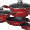 Luxe 10-delige Koekenpannenset - Inductie - Voor Alle Warmtebronnen - Met Glazen Deksels - Rood -Thuiskeuken 1200x486