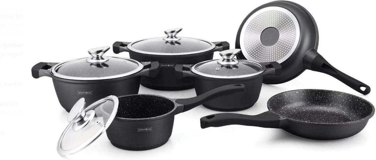 Royalty Line Pannenset - Marmer Coating - Matt Zwart 3 Royalty Line Pannenset - Marmer Coating - Matt Zwart