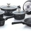 Herenthal Inductie Pannenset - Luxe 10-delige Koekenpanset - Voor Alle Warmtebronnen - Met Glazen Deksels En Koudgrepen - Zwart -Thuiskeuken 1200x613
