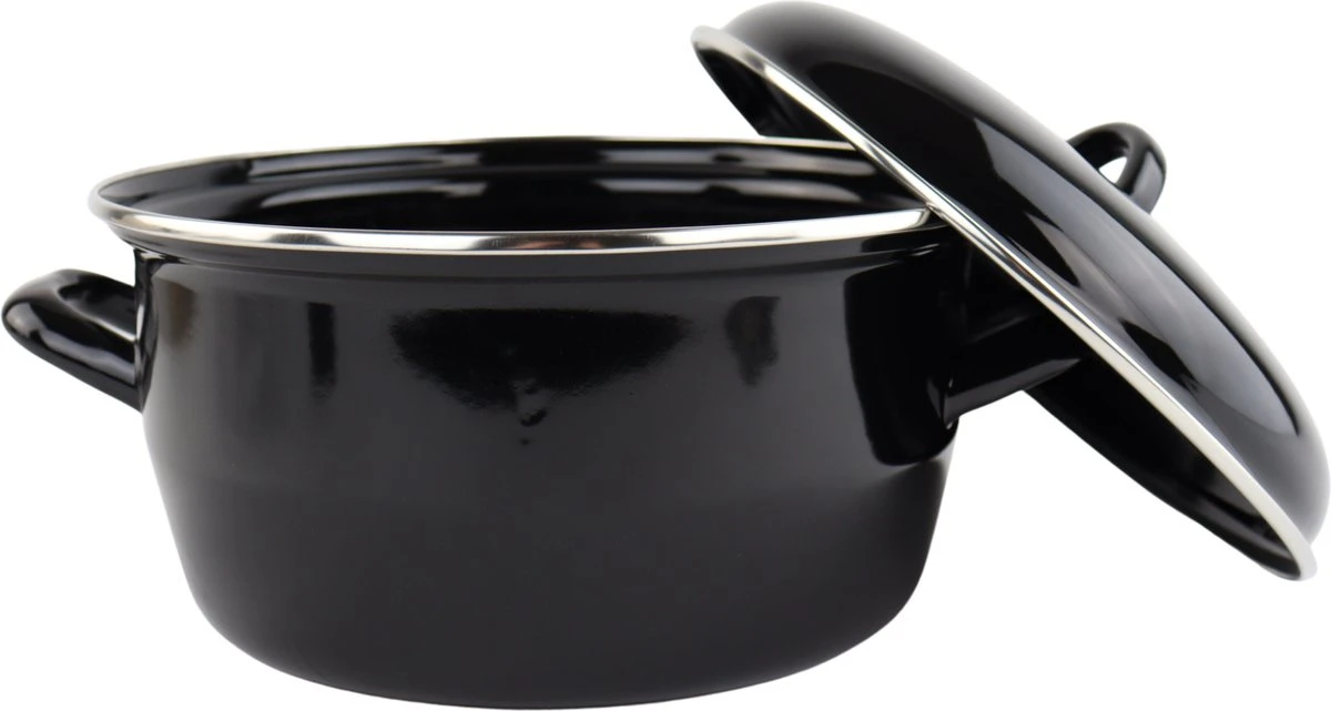 Orange85 Frituurpan - Zwart - Inductie - Emaille - Diameter 24 Cm - Met Draadmand - 3,5 Liter 4 Orange85 Frituurpan - Zwart - Inductie - Emaille - Diameter 24 Cm - Met Draadmand - 3,5 Liter - Afbeelding 2