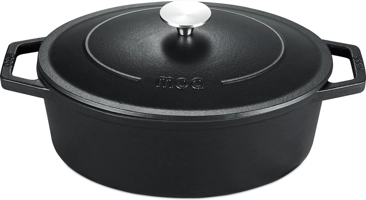 MOA Gietijzeren Braadpan - Inhoud 4,7 Liter - 29CM - Ovaal - Alle Warmtebronnen - Ook Voor Inductie - Gewicht 5,7 Kg - Zwart - C29B 3 MOA Gietijzeren Braadpan - Inhoud 4,7 Liter - 29CM - Ovaal - Alle Warmtebronnen - Ook Voor Inductie - Gewicht 5,7 Kg - Zwart - C29B