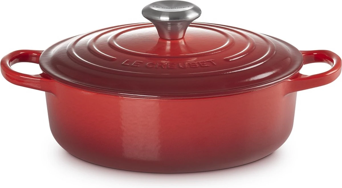 Le Creuset - Gietijzeren - Lage Braadpan - 24cm - Kersenrood 4 Le Creuset - Gietijzeren - Lage Braadpan - 24cm - Kersenrood - Afbeelding 2