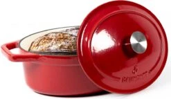 Daumonet Bocuse Rouge Gietijzeren Braadpan - Sudderpan Kersen Rood - Ovaal - Ø 29 Cm - 3 Liter - PFAS & PFOA Vrij - Emaille - Geschikt Voor Alle Warmtebronnen - Elektrisch - Gas - Halogeen - Inductie - Keramisch - Vaatwasserbestendig