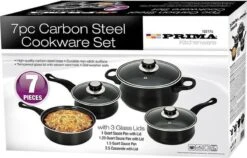 Prima Pannenset 7 Delig - Kleine Pannen - Zwart - Antiaanbaklaag - Kookset - Met Deksel - Kookpannen - Sauspan - Cadeau Voor Man En Vrouw -Thuiskeuken 1200x768 1