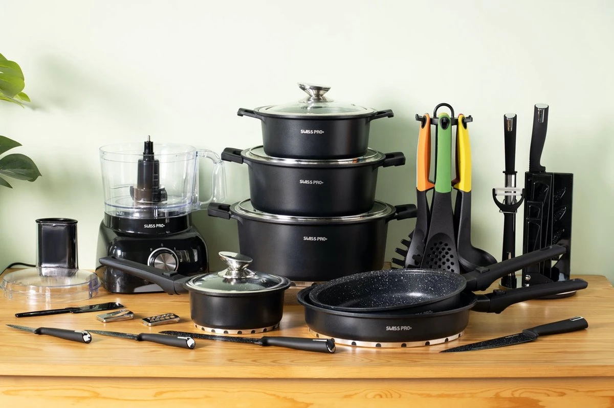 Swiss Pro+ - SWP41D22 - Pannenset 41 Delig - Foodprocessor - Messenblok 8 Delig - Kookgerei Set Met Houder 7 Delig - Starters Pakket - 2022 Serie - Limited Edition -uitzet 13 Swiss Pro+ - SWP41D22 - Pannenset 41 Delig - Foodprocessor - Messenblok 8 Delig - Kookgerei Set Met Houder 7 Delig - Starters Pakket - 2022 Serie - Limited Edition -uitzet - Afbeelding 11