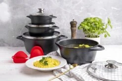 Smile - 8 Delige Pannenset - Antiaanbaklaag - Vaatwasser Bestendig - Geschikt Voor Iedere Kookplaat - MGK-18 - Zwart -Thuiskeuken 1200x800 176