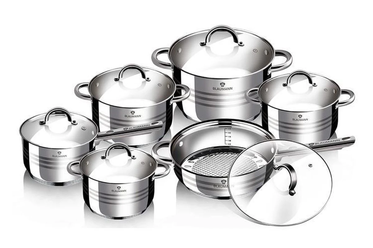 Blaumann 12-delige Roestvrijstalen Pannenset 5 Blaumann 12-delige Roestvrijstalen Pannenset - Afbeelding 3