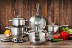 Swiss - Pannenset Inductie 12-delig - Glazen Deksel - RVS Pan / Steelpan / Koekenpan - PFAS-vrij 7 Swiss - Pannenset Inductie 12-delig - Glazen Deksel - RVS Pan / Steelpan / Koekenpan - PFAS-vrij -Thuiskeuken 1200x805 1