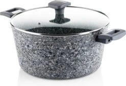 Westinghouse Kookpan/Braadpan Inductie - Ø 28 Cm - Grijs Graniet - Met Deksel - PFOA Vrij