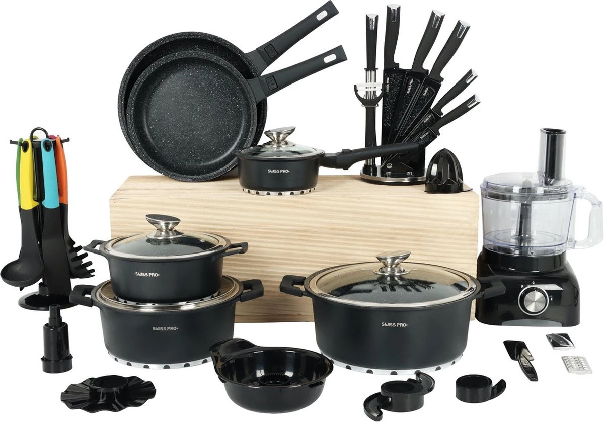 Swiss Pro+ - SWP41D22 - Pannenset 41 Delig - Foodprocessor - Messenblok 8 Delig - Kookgerei Set Met Houder 7 Delig - Starters Pakket - 2022 Serie - Limited Edition -uitzet 5 Swiss Pro+ - SWP41D22 - Pannenset 41 Delig - Foodprocessor - Messenblok 8 Delig - Kookgerei Set Met Houder 7 Delig - Starters Pakket - 2022 Serie - Limited Edition -uitzet - Afbeelding 3