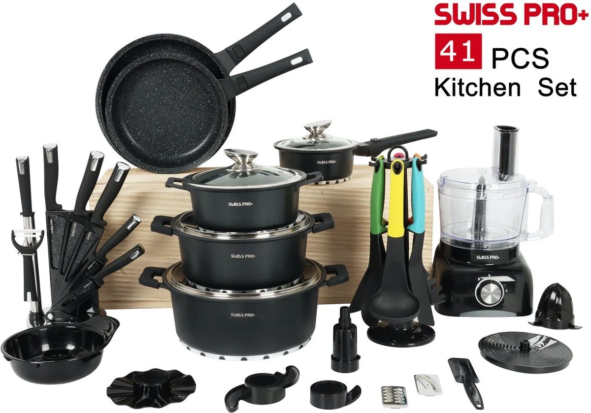 Swiss Pro+ - SWP41D22 - Pannenset 41 Delig - Foodprocessor - Messenblok 8 Delig - Kookgerei Set Met Houder 7 Delig - Starters Pakket - 2022 Serie - Limited Edition -uitzet 8 Swiss Pro+ - SWP41D22 - Pannenset 41 Delig - Foodprocessor - Messenblok 8 Delig - Kookgerei Set Met Houder 7 Delig - Starters Pakket - 2022 Serie - Limited Edition -uitzet - Afbeelding 6