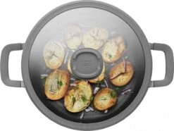 BergHOFF Leo Hapjespan Stone - 28 Cm - Met Glazen Deksel -Thuiskeuken 1200x904 5