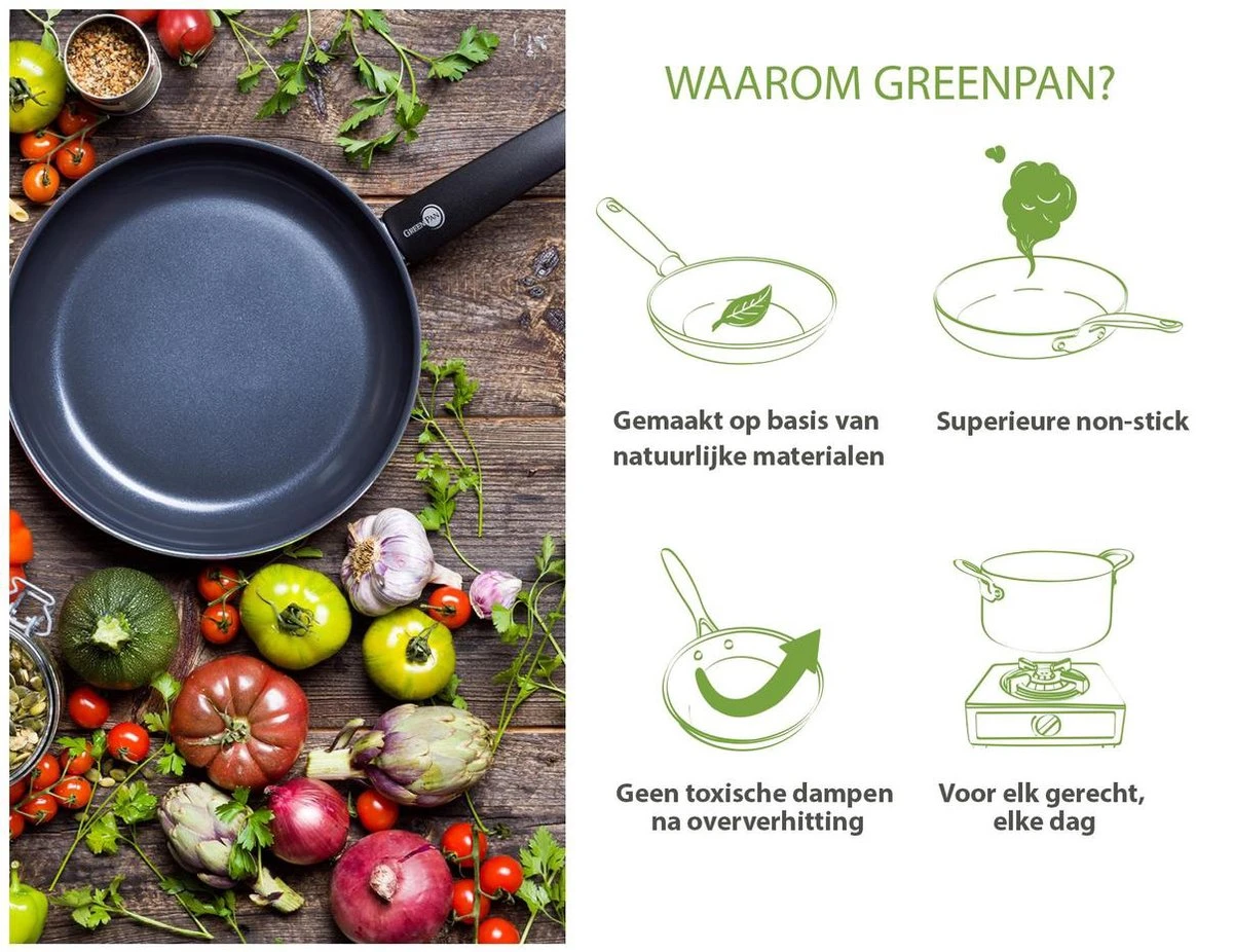 GreenPan Cambridge Kookpan Met Deksel 24cm - Zwart - Inductie - PFAS-vrij 5 GreenPan Cambridge Kookpan Met Deksel 24cm - Zwart - Inductie - PFAS-vrij - Afbeelding 3