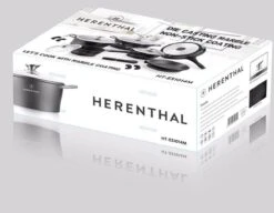 Herenthal Luxe Pannenset - 14-delig - Glazen Deksel - Inductie - Marmeren Coating - PFAS-vrij - Zwart - ES1014M -Thuiskeuken 1200x934 1