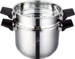 Royal Swiss Snelkookpan / Couscous Pan - 2 In 1 - 10 Liter - Ø 26 Cm - RVS - Inductie - Automatische Sluiting -Thuiskeuken 1200x935 2