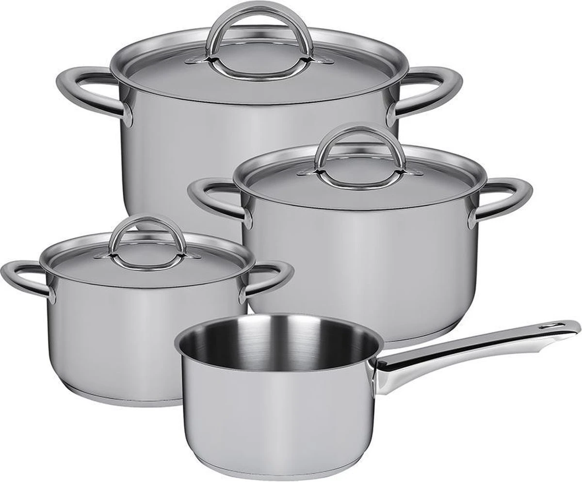 Sola Pannenset Blizz - 4 Delig - Ø Cm - Zilver - RVS - Sandwichbodem 3 Sola Pannenset Blizz - 4 Delig - Ø Cm - Zilver - RVS - Sandwichbodem