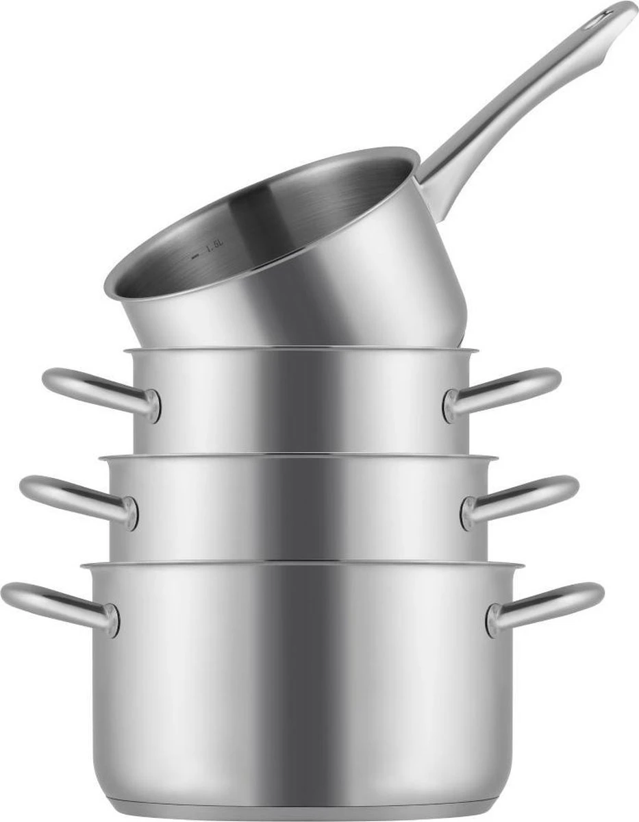 Sola Pannenset Blizz - 4 Delig - Ø Cm - Zilver - RVS - Sandwichbodem 14 Sola Pannenset Blizz - 4 Delig - Ø Cm - Zilver - RVS - Sandwichbodem - Afbeelding 12