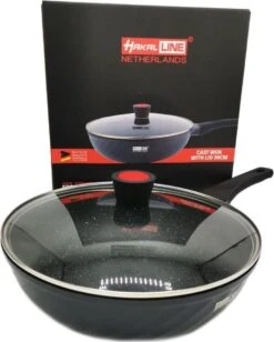 Marble Coating Wokpan Inductie - Met Glazen Deksel - Zwart - 30 Cm 16 Marble Coating Wokpan Inductie - Met Glazen Deksel - Zwart - 30 Cm -Thuiskeuken 961x1200